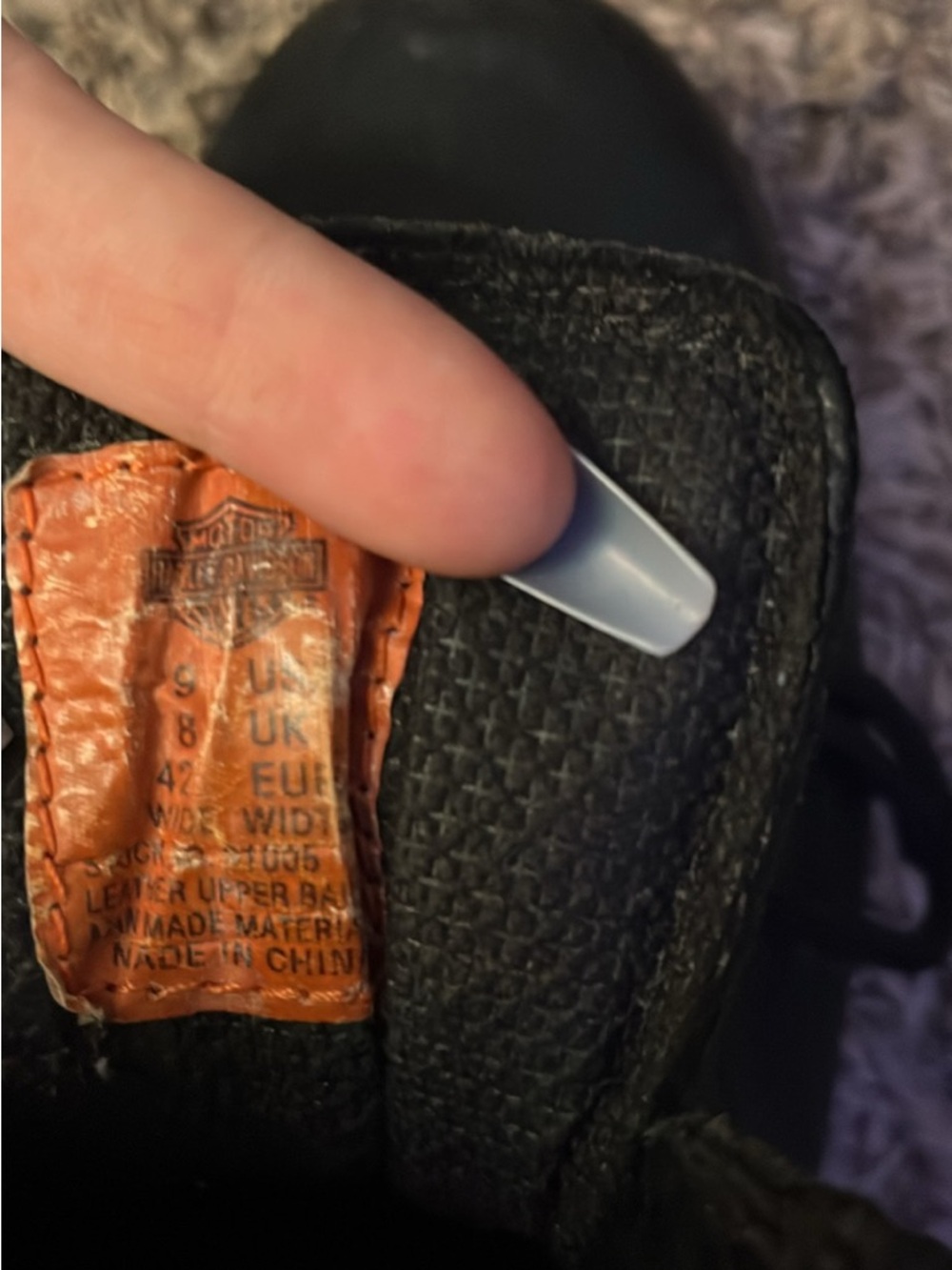Harley-Davidson Black Boot with Orange Brand Patch